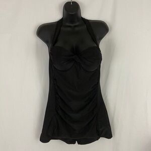 Crazy Catz Black Vintage Pin Up Style One-Piece Swimsuit Size XL